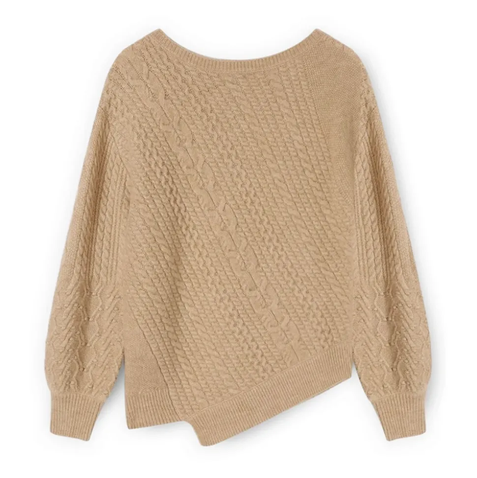 Asymmetrical Cable-Knit Sweater