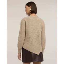 Asymmetrical Cable-Knit Sweater
