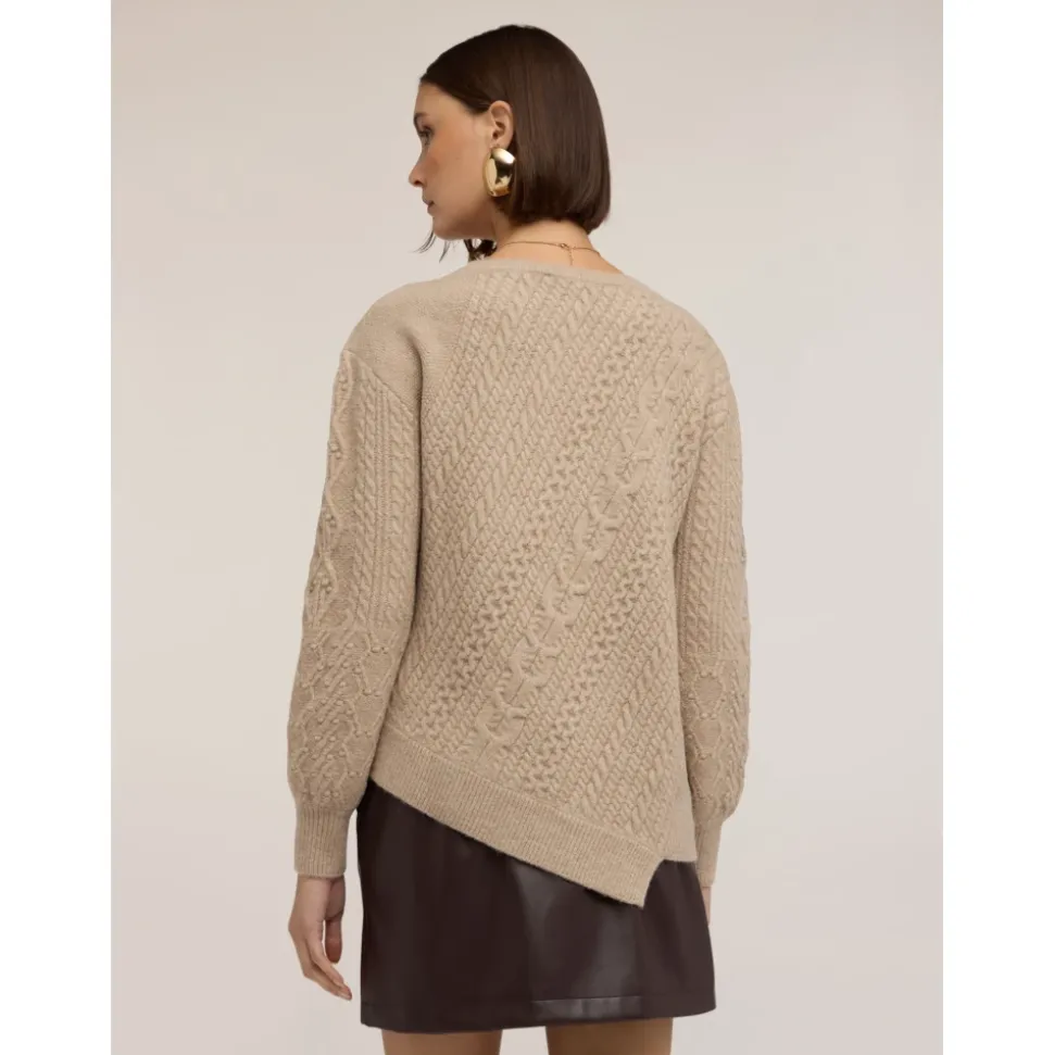 Asymmetrical Cable-Knit Sweater