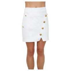 Asymmetrical Jewel-Button Skirt