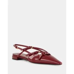 Baleriny typu slingback ze skóry lakierowanej z klamrami