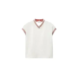 Bawełniany T-shirt z dżerseju z rozciągliwego materiału z żakardem