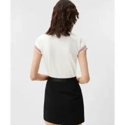 Bawełniany T-shirt z dżerseju z rozciągliwego materiału z żakardem