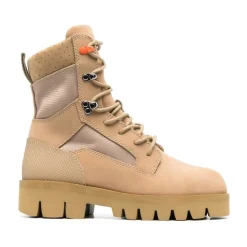 Beżowe sznurowane buty wojskowe