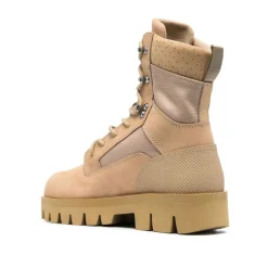 Beżowe sznurowane buty wojskowe