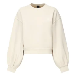 Beżowy Sweter z Bawełny, Luźny Krój, Długie Rękawy