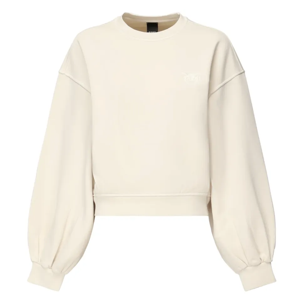 Beżowy Sweter z Bawełny, Luźny Krój, Długie Rękawy