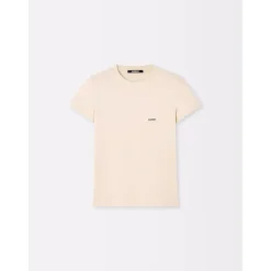 Beżowy T-shirt Gros Grain Stylowy Model
