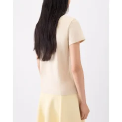 Beżowy T-shirt Gros Grain Stylowy Model