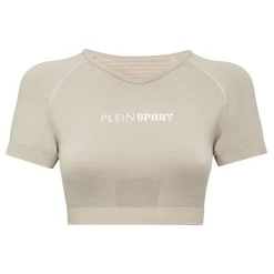 Bezszwowy krótki T-shirt z dekoltem V