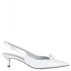 Białe skórzane czółenka Slingback