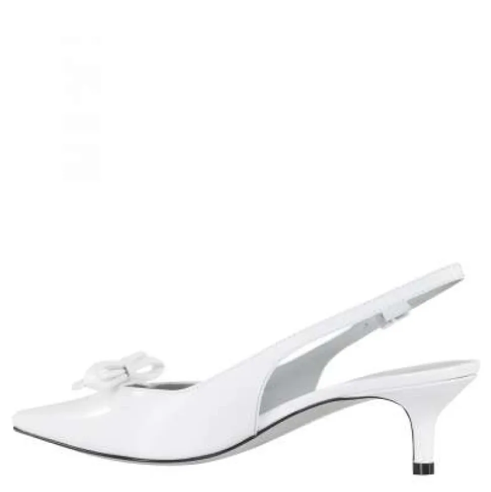 Białe skórzane czółenka Slingback
