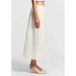 Bimaterial Midi Skirt