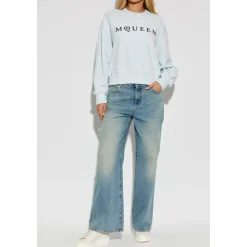 Bluza z Logo z Aksamitnym Wykończeniem