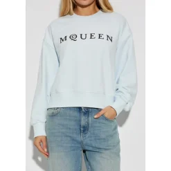 Bluza z Logo z Aksamitnym Wykończeniem