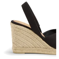 Brisa - sandały z bawełny z 9 cm koturnem.