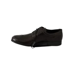 Brązowe skórzane Wingtip Brogue Flats