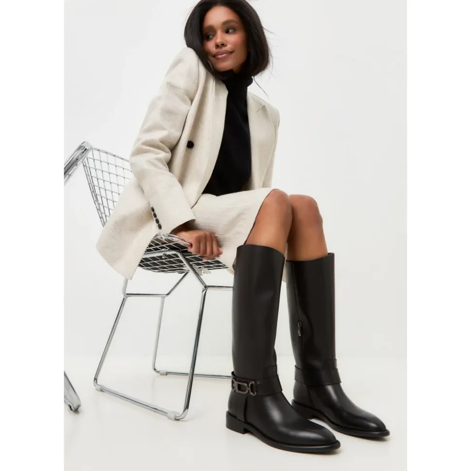 Buty jeździeckie z detalami klamry Dora - Czarne
