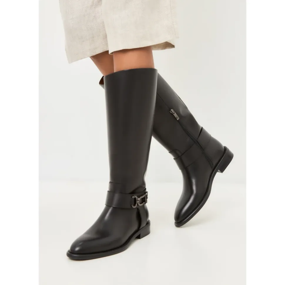 Buty jeździeckie z detalami klamry Dora - Czarne