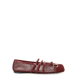 Buty z siateczką kwadratowym palcem paski skórzane