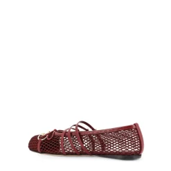 Buty z siateczką kwadratowym palcem paski skórzane