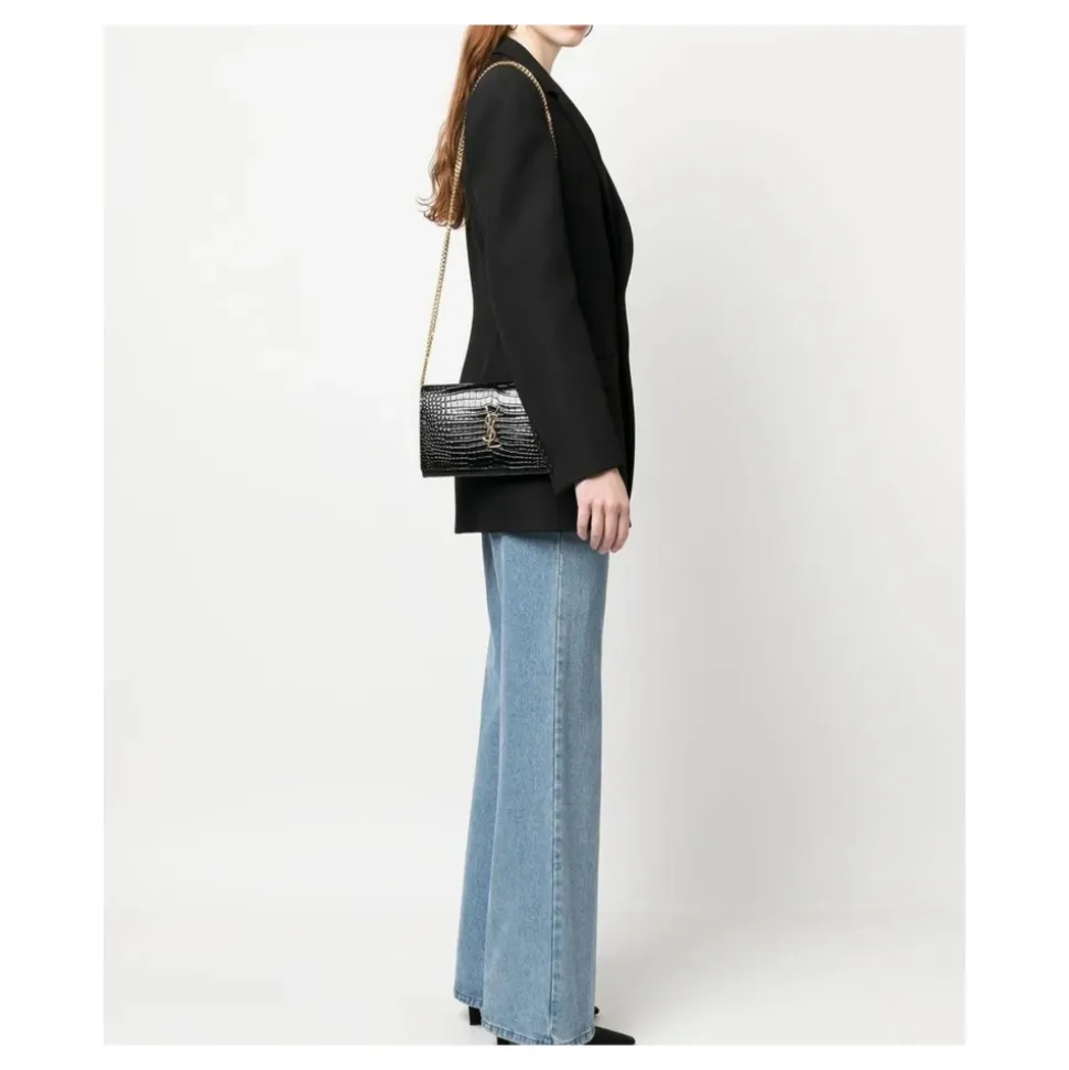 Cassandre Croco Shoulder Bag