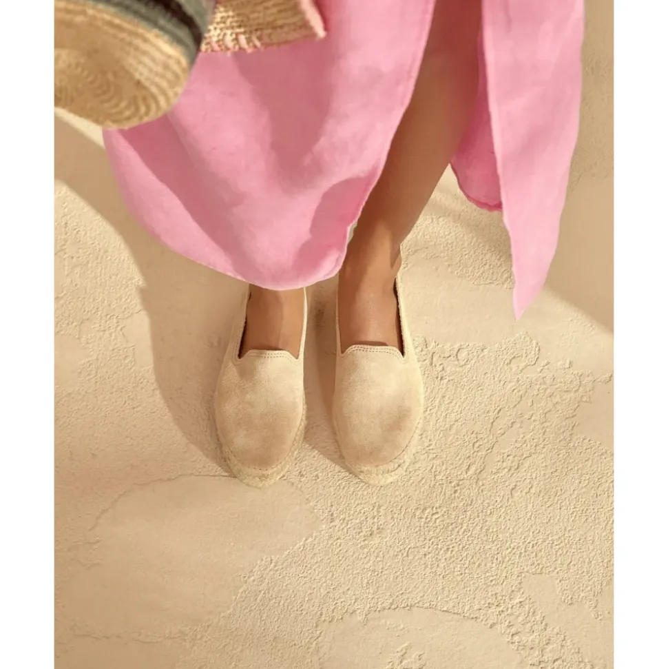 Champagne Beige Espadryle Platformowe Sandały