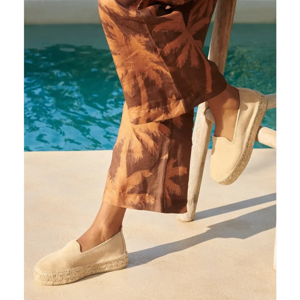 Champagne Beige Espadryle Platformowe Sandały