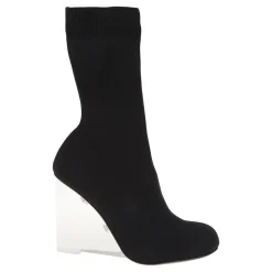 Czarne H.Boot Tkanina i Skóra Wedges