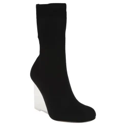 Czarne H.Boot Tkanina i Skóra Wedges
