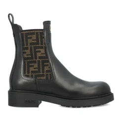 Czarne Skórzane Buty z Wzorem FF