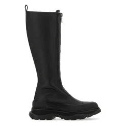 Czarne skórzane Kozaki Zip Tread Slick