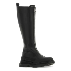 Czarne skórzane Kozaki Zip Tread Slick