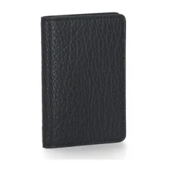 Czarny Portfel z Pebble Skóry