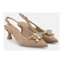 Czółenka Slingback z ozdobnym klejnotem