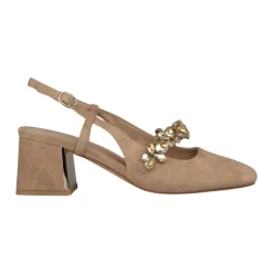 Czółenka Slingback z Paskiem z Klejnotami