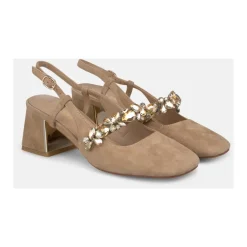 Czółenka Slingback z Paskiem z Klejnotami