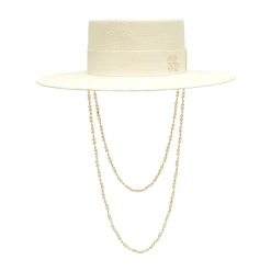 Double Chain Strap Boater Hat