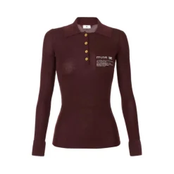 Dzianinowa koszulka polo z detalami z napisami