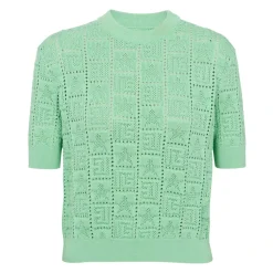Dzianinowy sweter z ażurowym monogramem