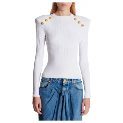 Dzianinowy sweter z detalami z guzików