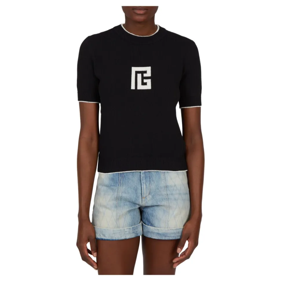 Dzianinowy sweter z logo