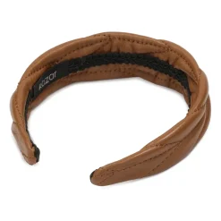Elegancka skórzana opaska do włosów z małym monogramem