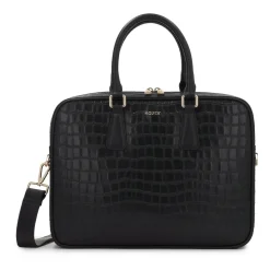 Elegancka tłoczona torba na laptopa z skóry