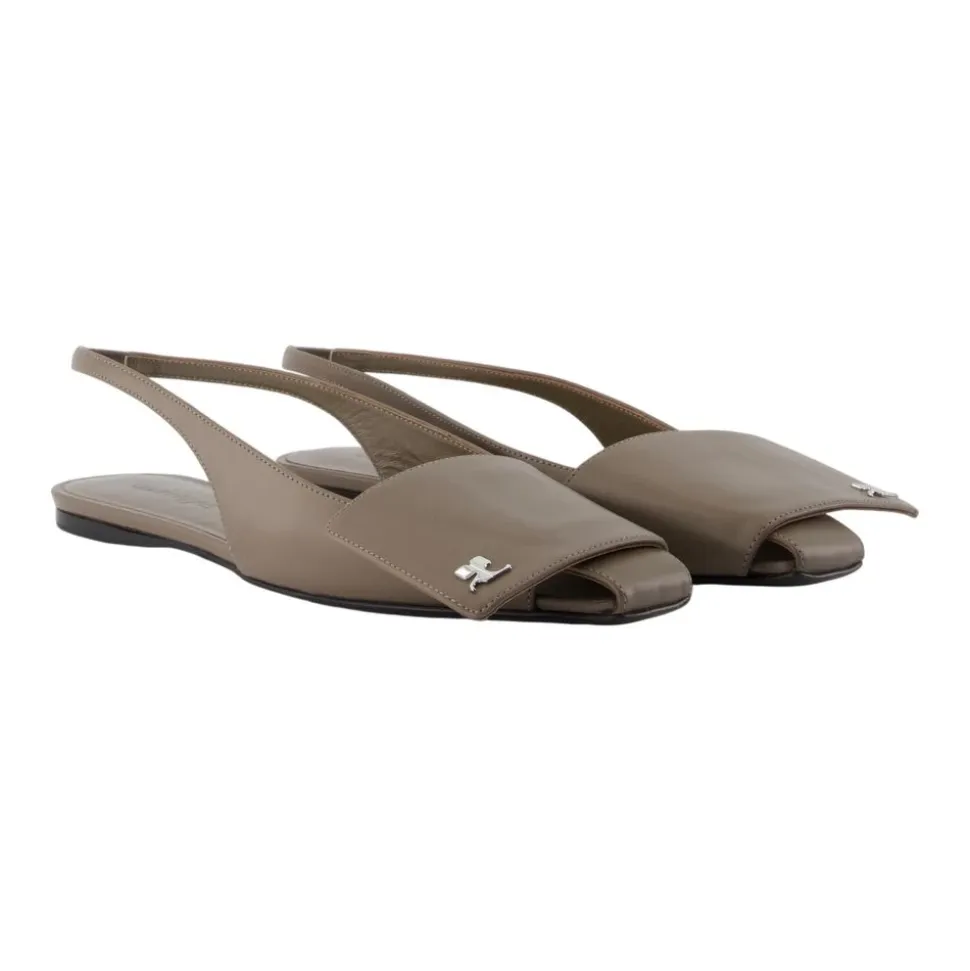 Fold Leather Slingback Ballerinas