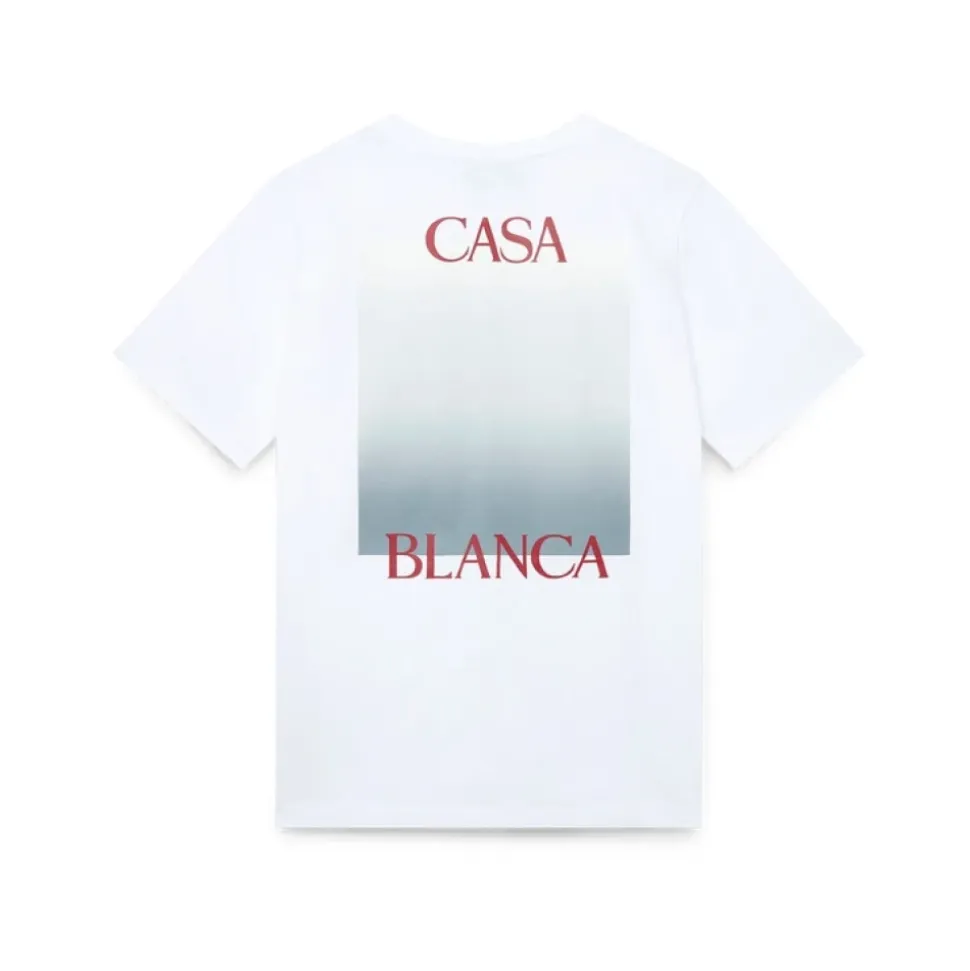 Gradient Square Printed White T-shirt