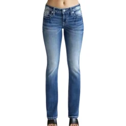 Intricate Wing Mid Rise Bootcut Jeans