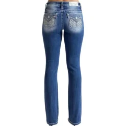 Intricate Wing Mid Rise Bootcut Jeans