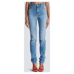 Jasnoniebieskie dżinsy slim-fit z denimu