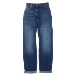 Jeansy Denim z Zapięciem na Guziki z Przodu